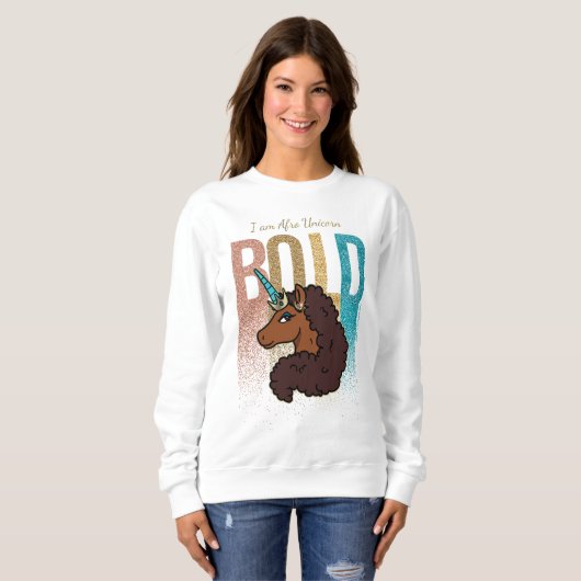 Ich bin Afro Unicorn | Fett-Glitzer-Design Sweatshirt (Vorne ganz)