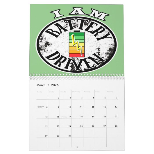 Ich bin akkubetrieben kalender (Mär 2026)