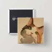 Ich bin alle Ohren: Calico Cat Portrait Button (Vorne & Hinten)