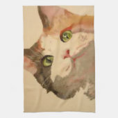 Ich bin alle Ohren: Calico Cat Portrait Küchentuch (Vertikal)
