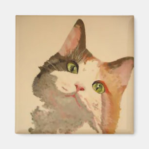 Ich bin alle Ohren: Calico Cat Portrait Magnet