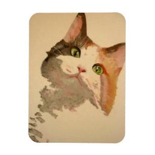 Ich bin alle Ohren: Calico Cat Portrait Magnet