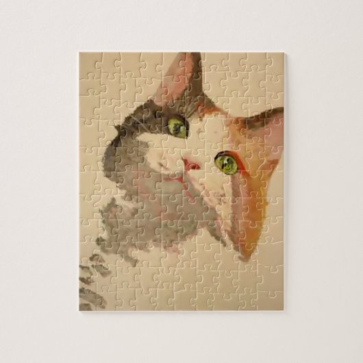 Ich bin alle Ohren: Calico Cat Portrait Puzzle (Vertikal)