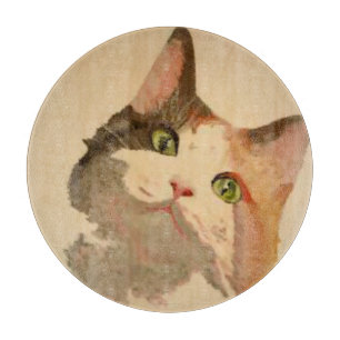 Ich bin alle Ohren: Calico Cat Portrait Schneidebrett