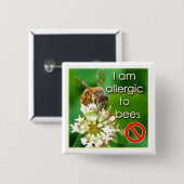 Ich bin allergisch gegen Bienenwarnung Button (Vorne & Hinten)