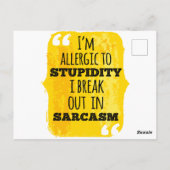 Ich bin allergisch gegen die Dummheit, die ich in  Postkarte (Rückseite)