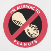 Ich bin allergisch gegen Erdnüsse Kids Nut Allergi Etiketten (Design 1)