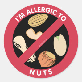 Ich bin allergisch gegen Nuts Food Allergy Symbol Runder Aufkleber