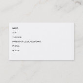 "ICH BIN ALLERGISCH " TELEFONNUMMERKARTE (Rückseite)