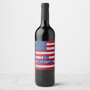 Ich BIN AMERICAN Red and Blue USA Flag Weinetikett