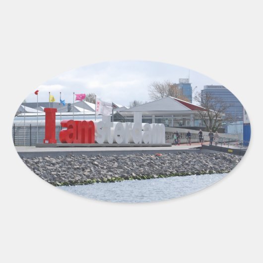 Ich bin Amsterdam Sign, Niederlande Ovaler Aufkleber (Vorderseite)