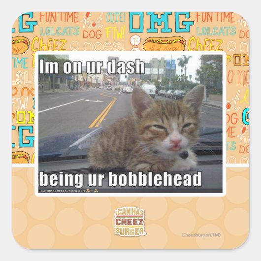 Ich bin an unserem Bindestrich Quadratischer Aufkleber (Vorderseite)