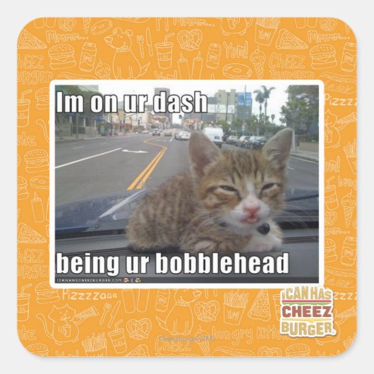 Ich bin an unserem Bindestrich Quadratischer Aufkleber (Vorderseite)