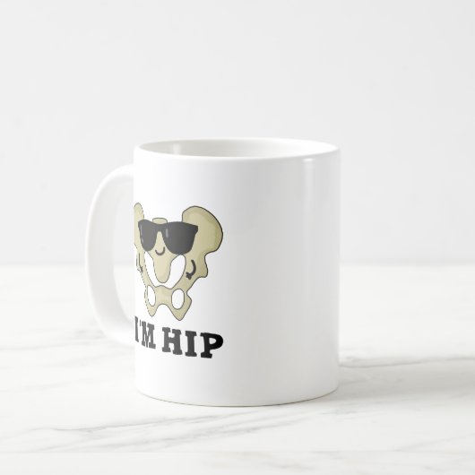 Ich bin Angesagter Hipbone-Anatomie-Pun Kaffeetasse (Vorderseite Links)