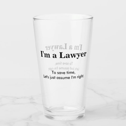 Ich bin Anwalt - vorausgesetzt, ich habe recht Glas (Rückseite)