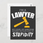 Ich bin Anwältin, mein Level von Sarcasm-Funny Postkarte (Vorne/Hinten)