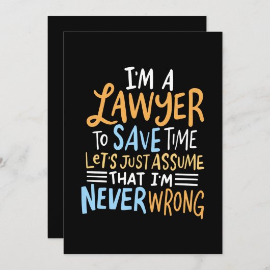 Ich bin Anwältin, um deine Zeit Retten Einladung (Vorne/Hinten)