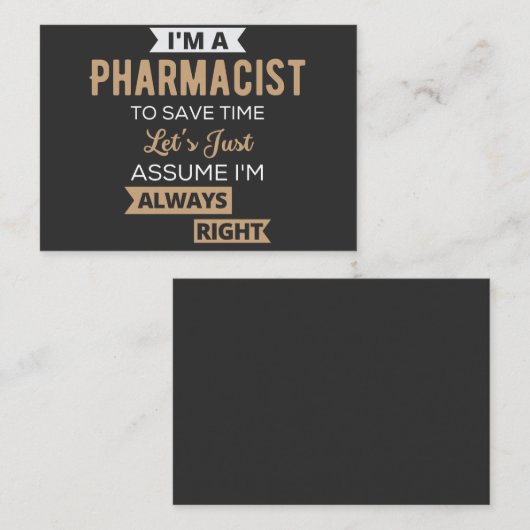 Ich bin Apotheker, um Zeit Retten. Nehmen wir mal Visitenkarte (Vorne/Hinten)