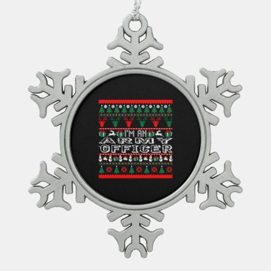 Ich bin Armeeoffizier Weihnachten Ugly Sweater Schneeflocken Zinn-Ornament (Vorderseite)