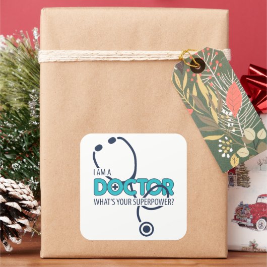 Ich bin Arzt Quadratischer Aufkleber (Feiertag)