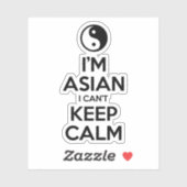 Ich bin Asiatin und kann nicht Ruhe Behalten haben Aufkleber (Blatt)
