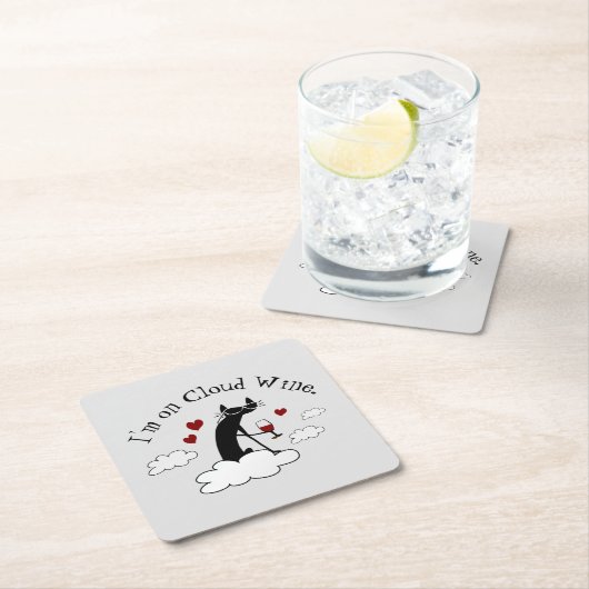 Ich bin auf Cloud Wine Funny Liebe Weinangebot Rechteckiger Pappuntersetzer (Vor Ort)