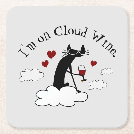 Ich bin auf Cloud Wine Funny Liebe Weinangebot Rechteckiger Pappuntersetzer (Vorderseite)