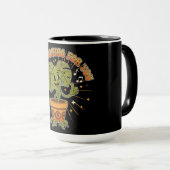 "Ich bin auf deiner Seite" Retro-Cartoon Monstera Tasse (VorderseiteRechts)