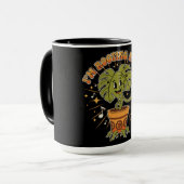 "Ich bin auf deiner Seite" Retro-Cartoon Monstera Tasse (Vorderseite Links)