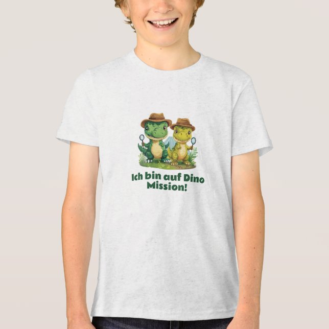 Ich bin auf Dino-Mission! Tri-Blend Shirt (Vorderseite)