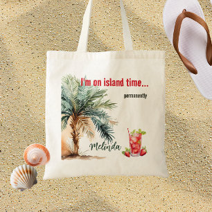 Ich bin auf Island Time.. Personalisierter Strand Tragetasche