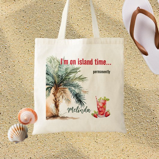 Ich bin auf Island Time.. Personalisierter Strand Tragetasche