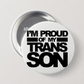 "Ich bin auf meinen Transport-Sohn" Button stolz (Vorne & Hinten)