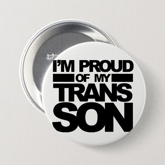 "Ich bin auf meinen Transport-Sohn" Button stolz (Vorne & Hinten)