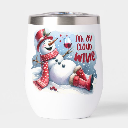 Ich bin auf Wolkenwein lustig Snowman Drinking Wei (Vorderseite)