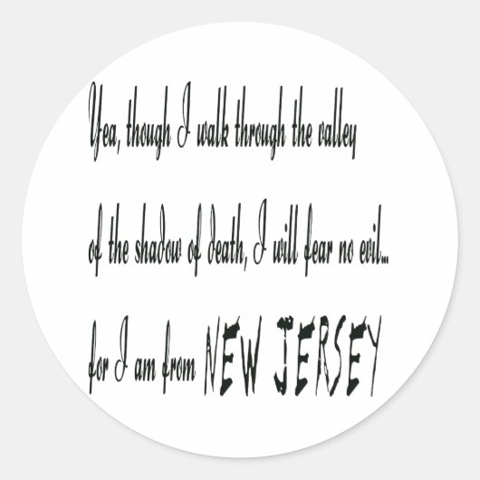Ich bin aus New Jersey-Sticker Runder Aufkleber (Vorderseite)
