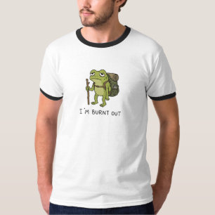 Ich bin ausgebrannt Lustiger Frosch-Wanderdesign T-Shirt
