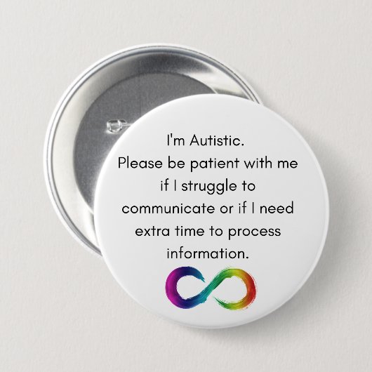 Ich bin Autistic- Communication Button (Vorne & Hinten)