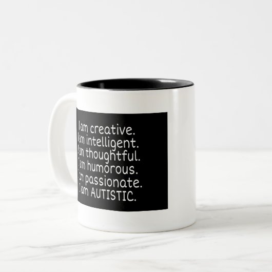 Ich bin AUTISTIK Zweifarbige Tasse (Vorderseite Links)