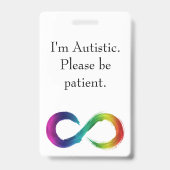 "Ich bin autistisch, bitte geduldig sein" Garten Ausweis (Rückseite)