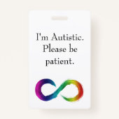 "Ich bin autistisch, bitte geduldig sein" Garten Ausweis (Vorderseite)