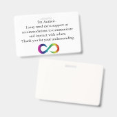 "Ich bin autistisch" - Informationskarte Ausweis (Vorder- & Rückseite)