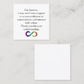 "Ich bin autistisch" - Informationskarte Quadratische Visitenkarte (Vorne/Hinten)