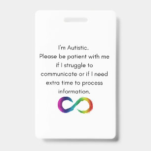 Ich bin Autistisch- Kommunikationskarte Ausweis
