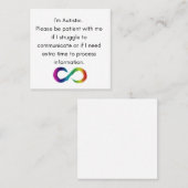 Ich bin Autistisch- Kommunikationskarte Telefonnummerkarte (Vorne/Hinten)