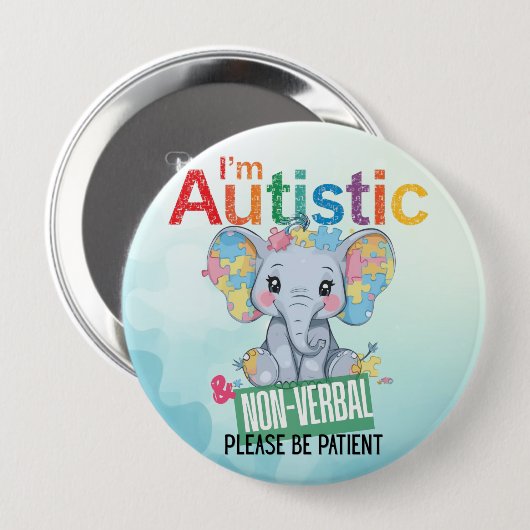 Ich bin autistisch nicht-verbaler Pin-Button Autis Button (Vorne & Hinten)