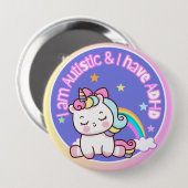 Ich bin autistisch und habe ADHS Button (Vorne & Hinten)