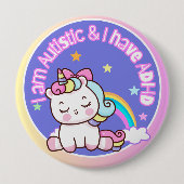 Ich bin autistisch und habe ADHS Button (Vorderseite)