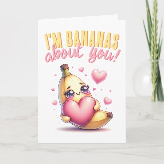 Ich bin Bananen über dich Funny Valentine's Day Karte (Vorderseite)