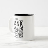 Ich bin Bankmanager, um Zeit Retten. Überzeugen wi Zweifarbige Tasse (Vorderseite Links)